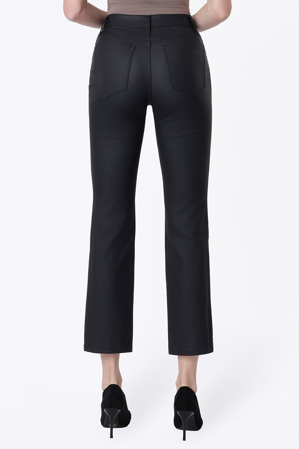 Alba High Rise Coated Ankle Slim Straight Jeans