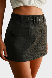 Hanna Leopard Faux Leather Skort