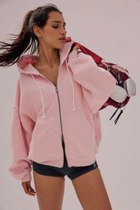 FP Movement Final Call Zip Up Hoodie in Pinky Fuchsia