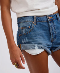 One Teaspoon Bandits Low Waist Denim Shorts in Pacifica