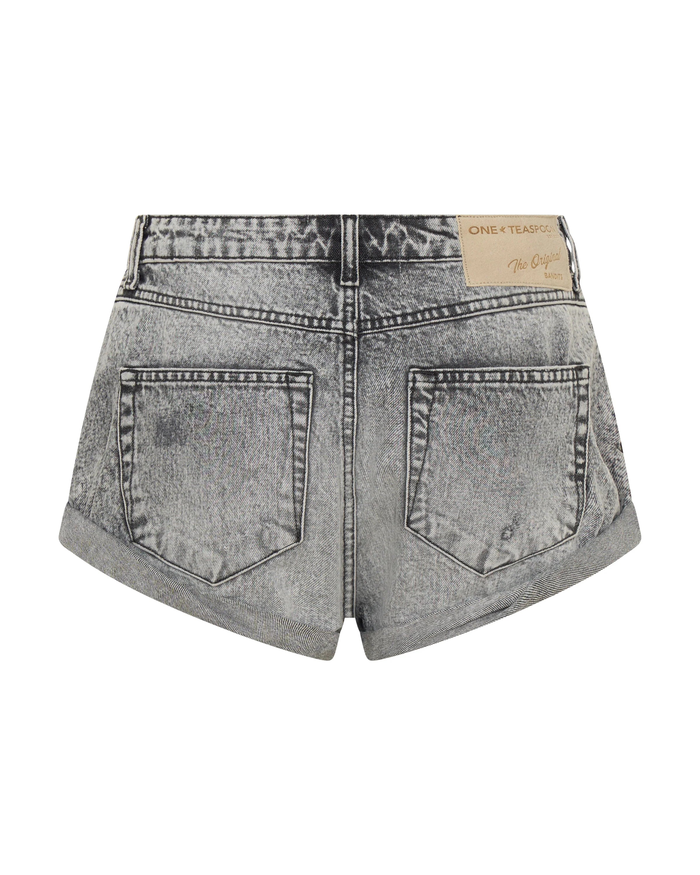 One Teaspoon Bandits Low Waist Denim Shorts in Soft Grey