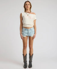 One Teaspoon Bandits Low Waist Denim Shorts in Sea Mist Blue