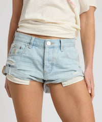 One Teaspoon Bandits Low Waist Denim Shorts in Sea Mist Blue