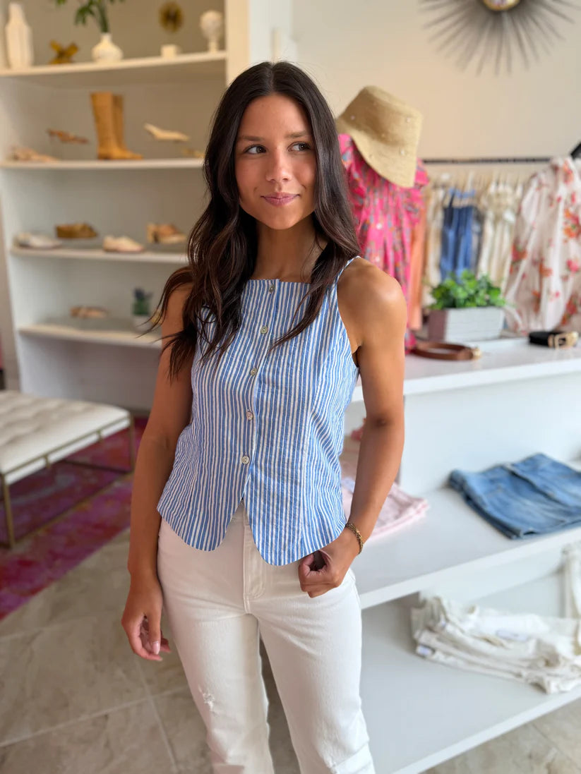 A.Ren Aster Striped Button Top