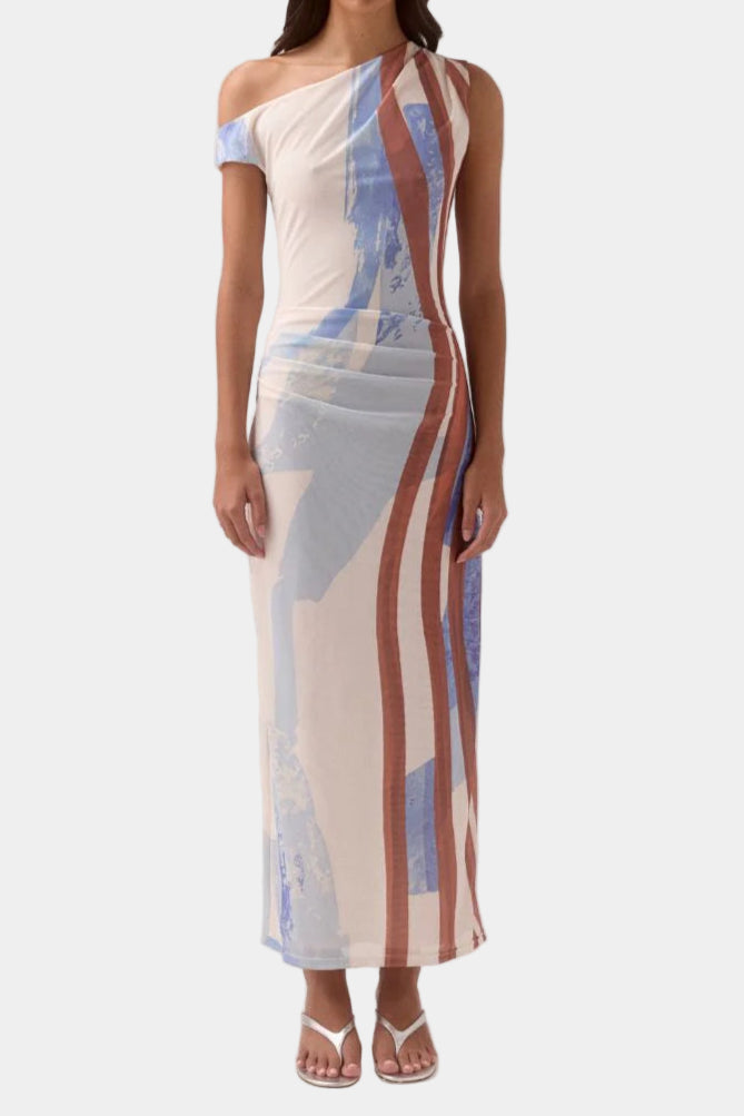 Sovere Hunter Mesh Maxi Dress in Blue Spice