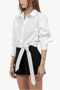 Jada Poplin Contrast Stripe Top