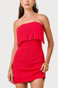 Molly Knit Fringe Overlay Mini Dress