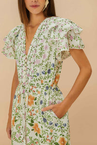 FARM Rio Folk Floral Lace Midi Dress