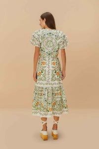 FARM Rio Folk Floral Lace Midi Dress