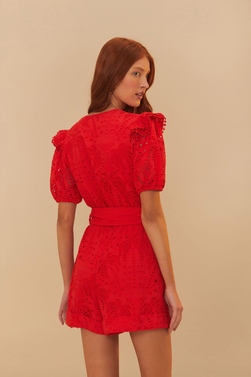 FARM Rio Eyelet Beaded Belt Romper