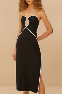 FARM Rio Linen Blend Cut-Out Midi Dress