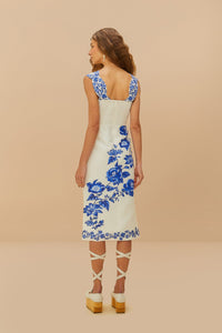 FARM Rio Floral Cascade Wavy Midi Dress