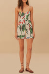 FARM Rio Midnight Macaw Fiesta Linen Mini Dress