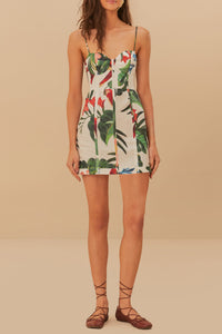 FARM Rio Midnight Macaw Fiesta Linen Mini Dress