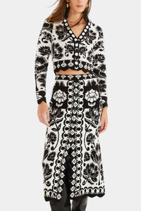 FARM Rio Floral Arabesque Knit Top & Midi Skirt Set