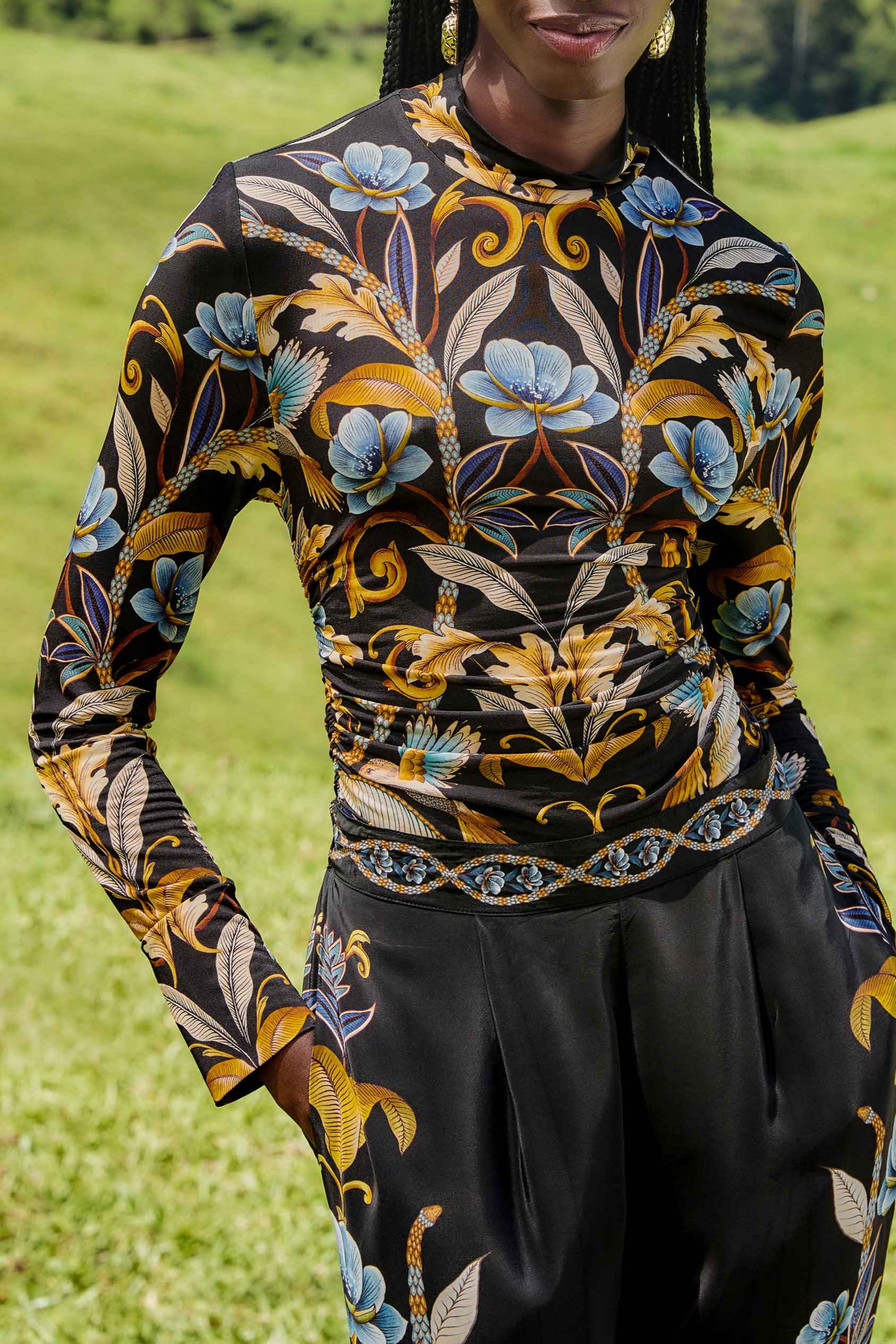 FARM Rio Snake Garden Jersey Blouse