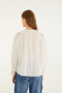 FARM Rio Long Sleeve Buttoned Lace Blouse