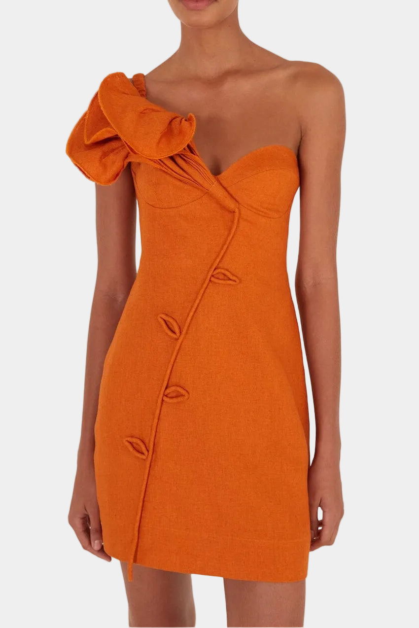 FARM Rio Orange Flower Mini Dress