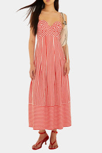 FARM Rio Checkered Stripes Off White Maxi Dress