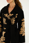 FARM Rio Bold Flowers Fleece Coat in Black