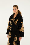 FARM Rio Bold Flowers Fleece Coat in Black