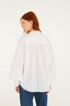 FARM Rio Embroidered Lace Buttoned Smocked Cuff Shirt