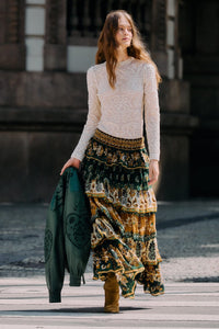 FARM Rio Embroidered Crew Neck Long Sleeve Blouse