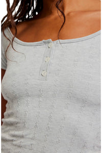 Free People So Soft Seamless Henley Top in Heather Grey