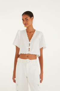 FARM Rio Short Sleeve Roses Top