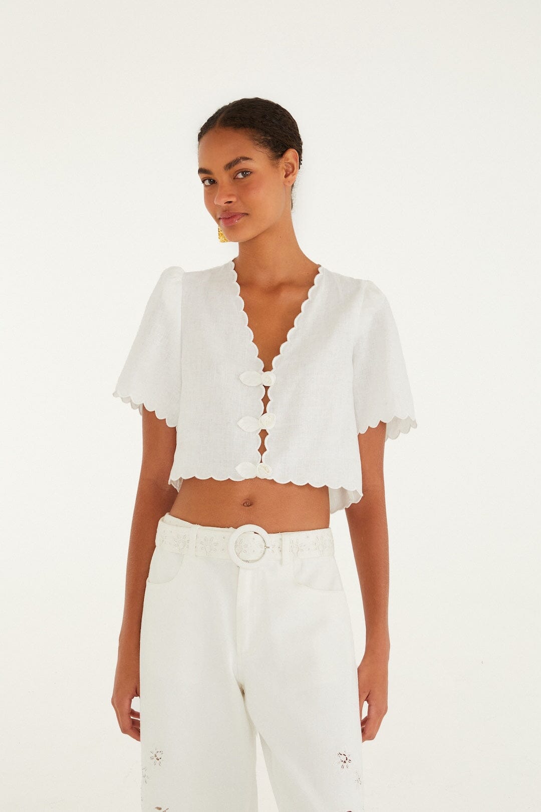 FARM Rio Short Sleeve Roses Top