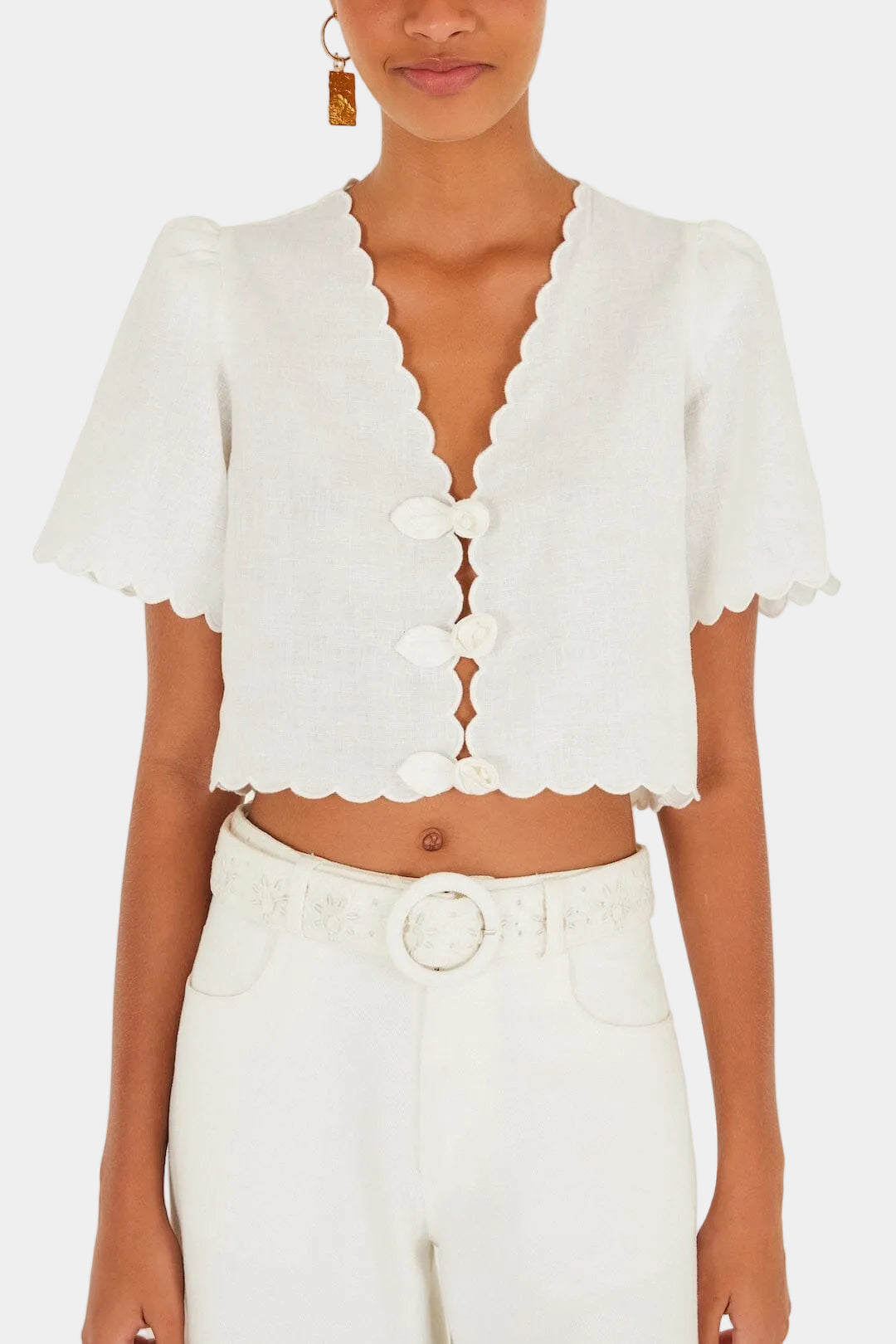 FARM Rio Short Sleeve Roses Top