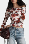 AFRM Barry Mesh Top in Ivory Painted Rose