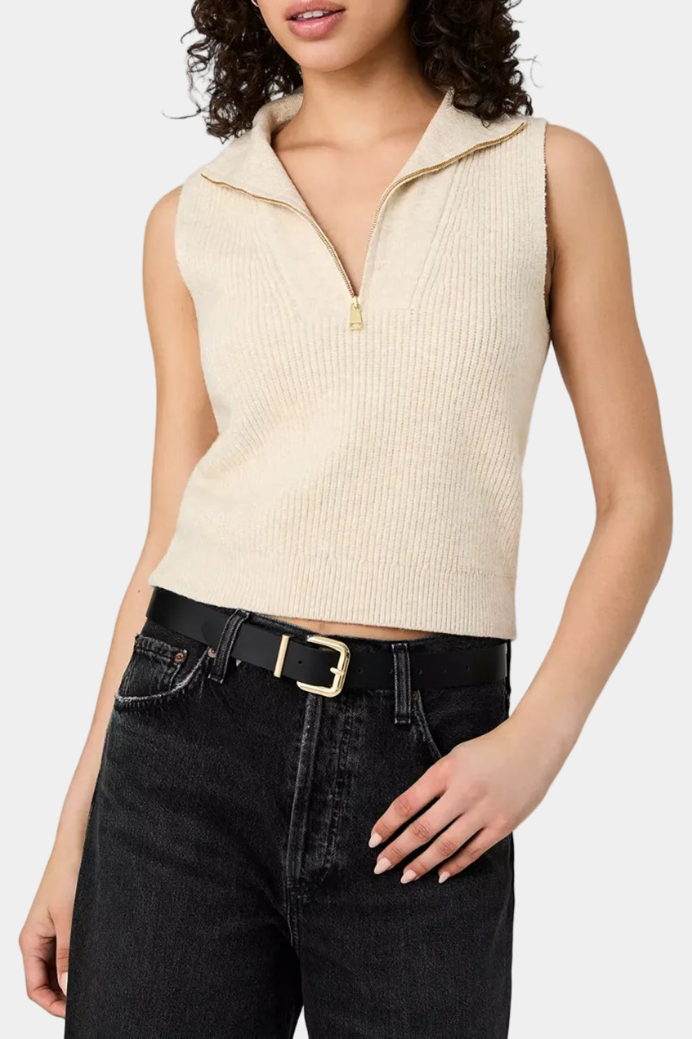 French Connection Marley Knit Half Zip Vest