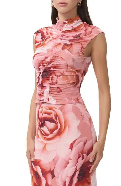 AFRM Jolie Turtleneck Ruched Sleeveless Top