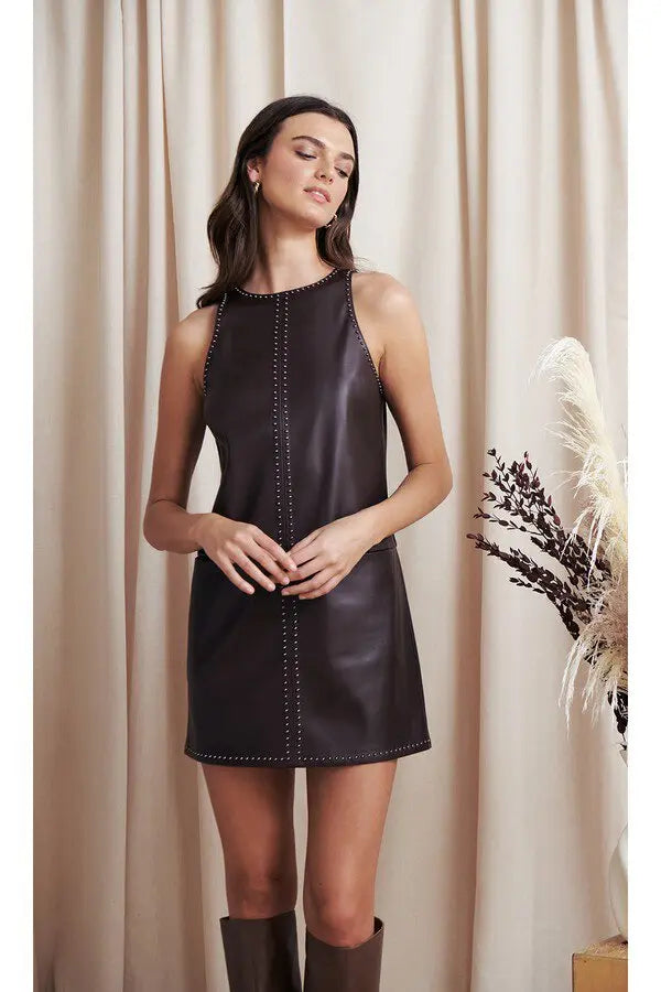 Saylor Damian Faux Leather Mini Dress