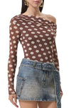 AFRM Barry Asymmetrical Top in Chocolate Halo Dot