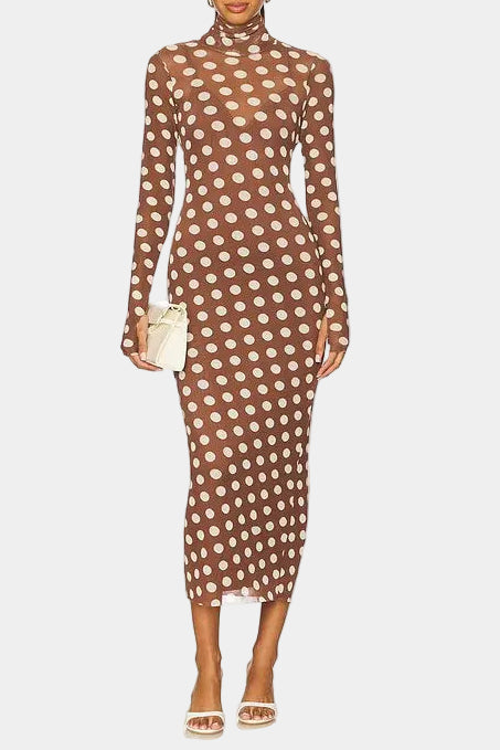 AFRM Shailene Midi Dress in Chocolate Halo Dot
