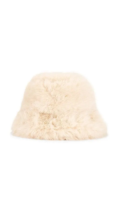 Jocelyn Faux Fur Bucket Hat in Beige