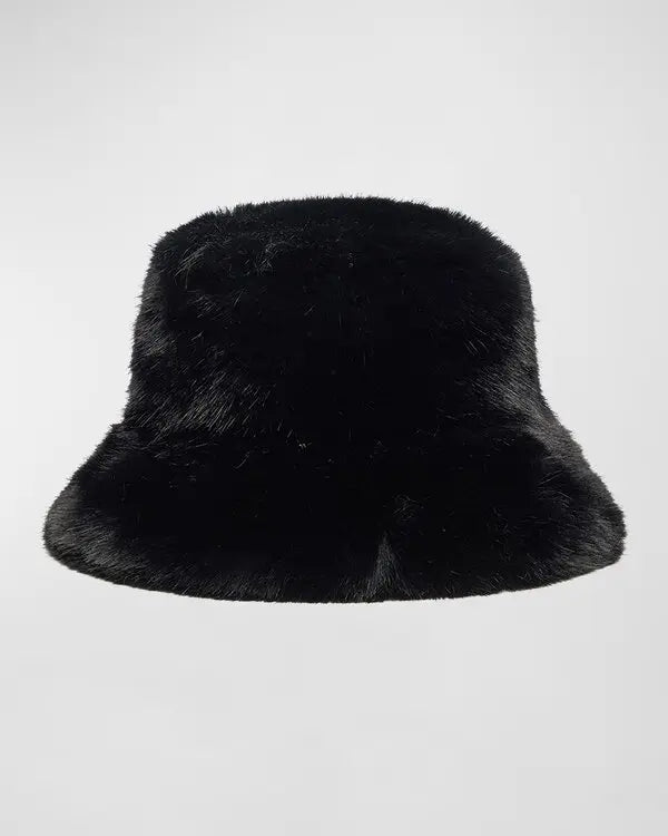 Jocelyn Faux Fur Bucket Hat in Black