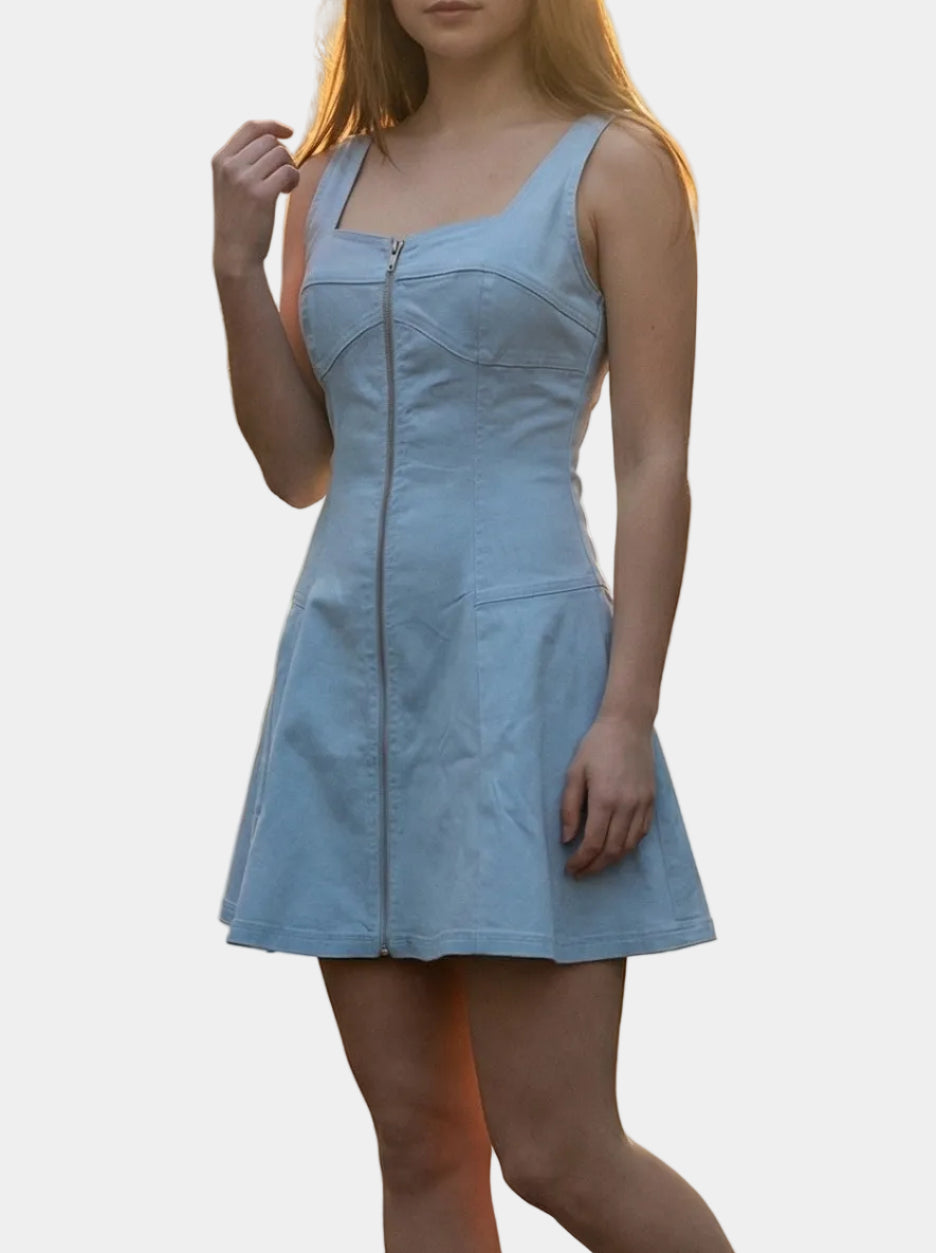 Becca Zip-Front Fit & Flare Mini Dress