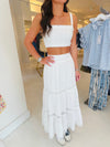 Eyelet Cropped Skirt Set