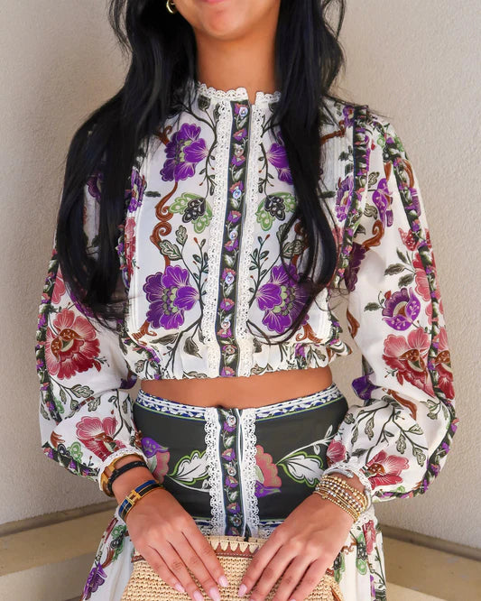 FARM Rio Rococo Flowers Long Sleeve Blouse