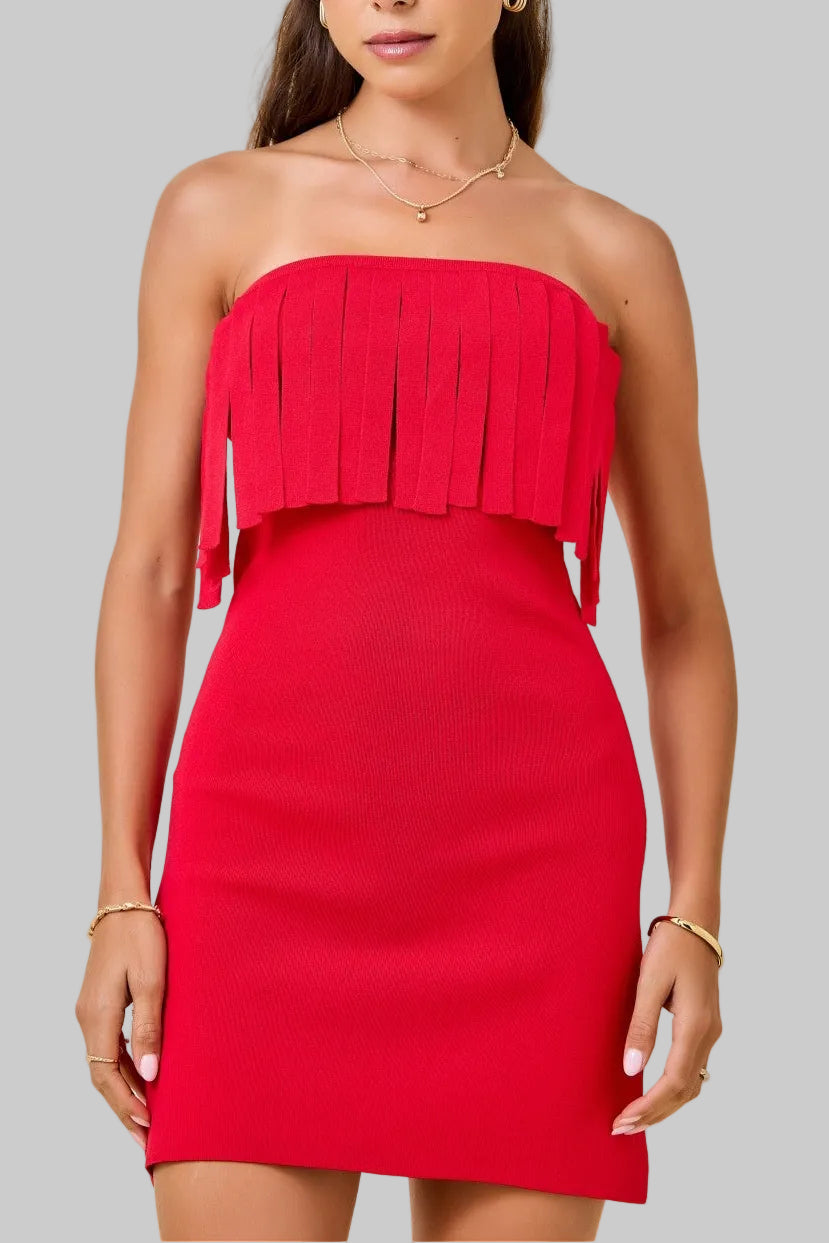 Molly Knit Mini Dress W/ French Overlay