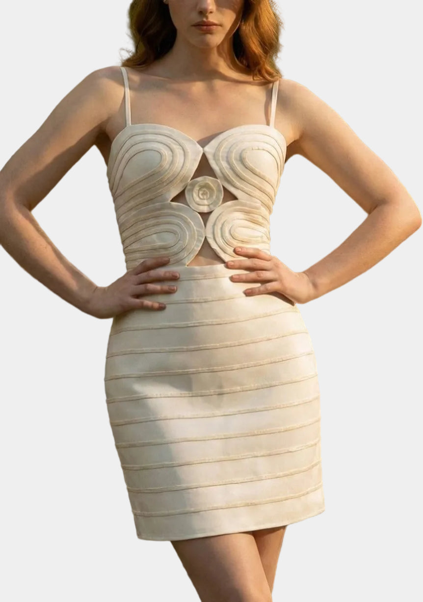 Sloane Rope Trim Mini Dress in Ivory