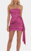 Darla Satin Tassel Mini Dress in Magenta