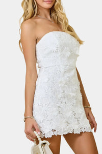 Cyra Flower Appliqué Mini Dress