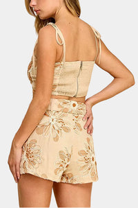 Jaylen Floral Embroidered Top & Shorts Set