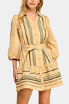 Ciana Embroidered Belted Shirt Dress
