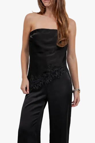 Bria Lace Edged Satin Tube Top