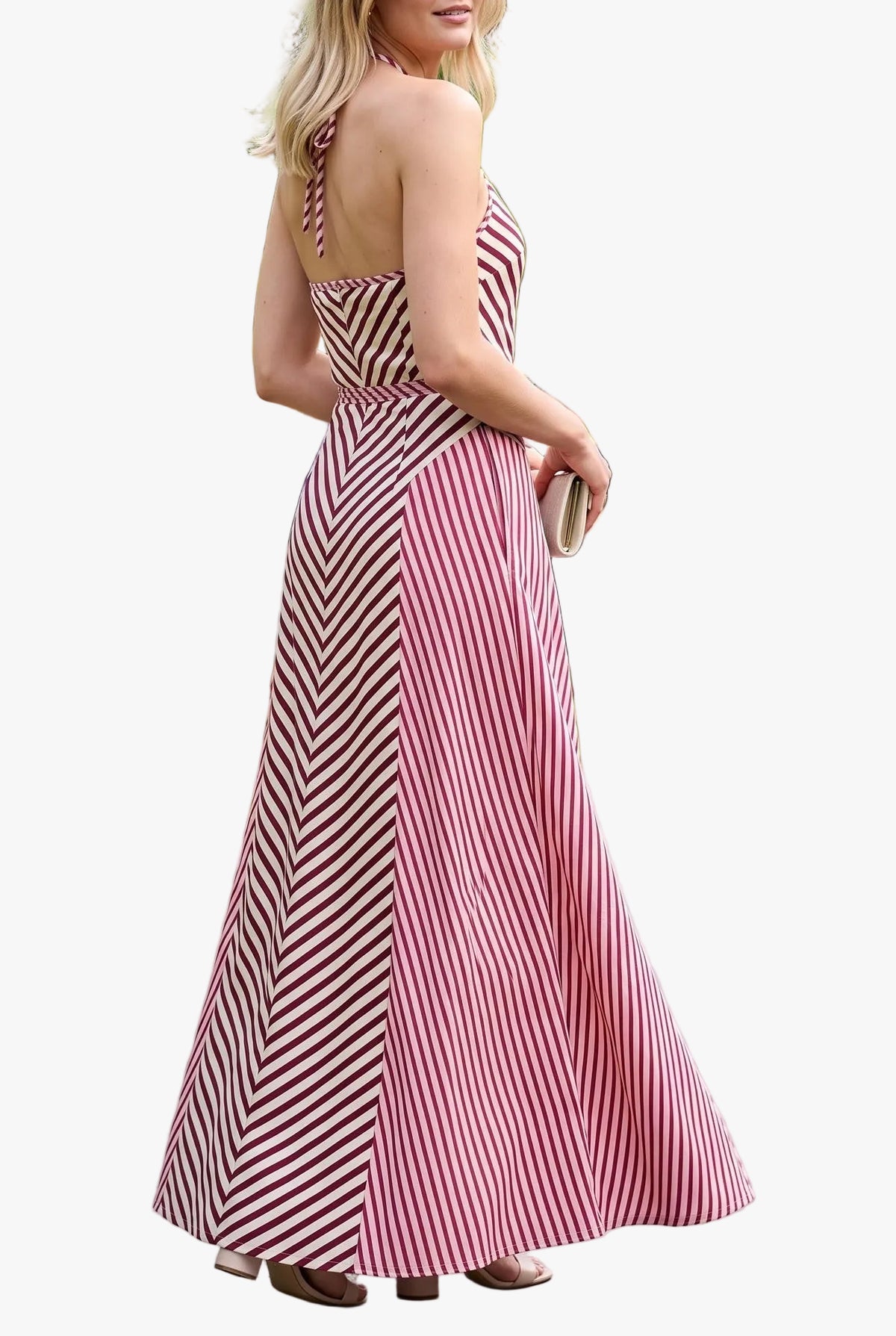 Mica Striped Halter Maxi Dress